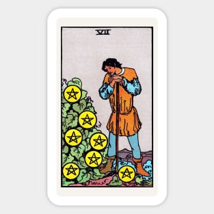 Card #70 - Seven Of Pentacles - Rider Waite Smith Tarot Sticker